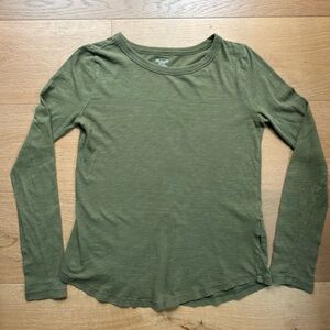 Madewell Everyday Soft Cotton Neutral Long Sleeve T-Shirt Olive Green Womens XS